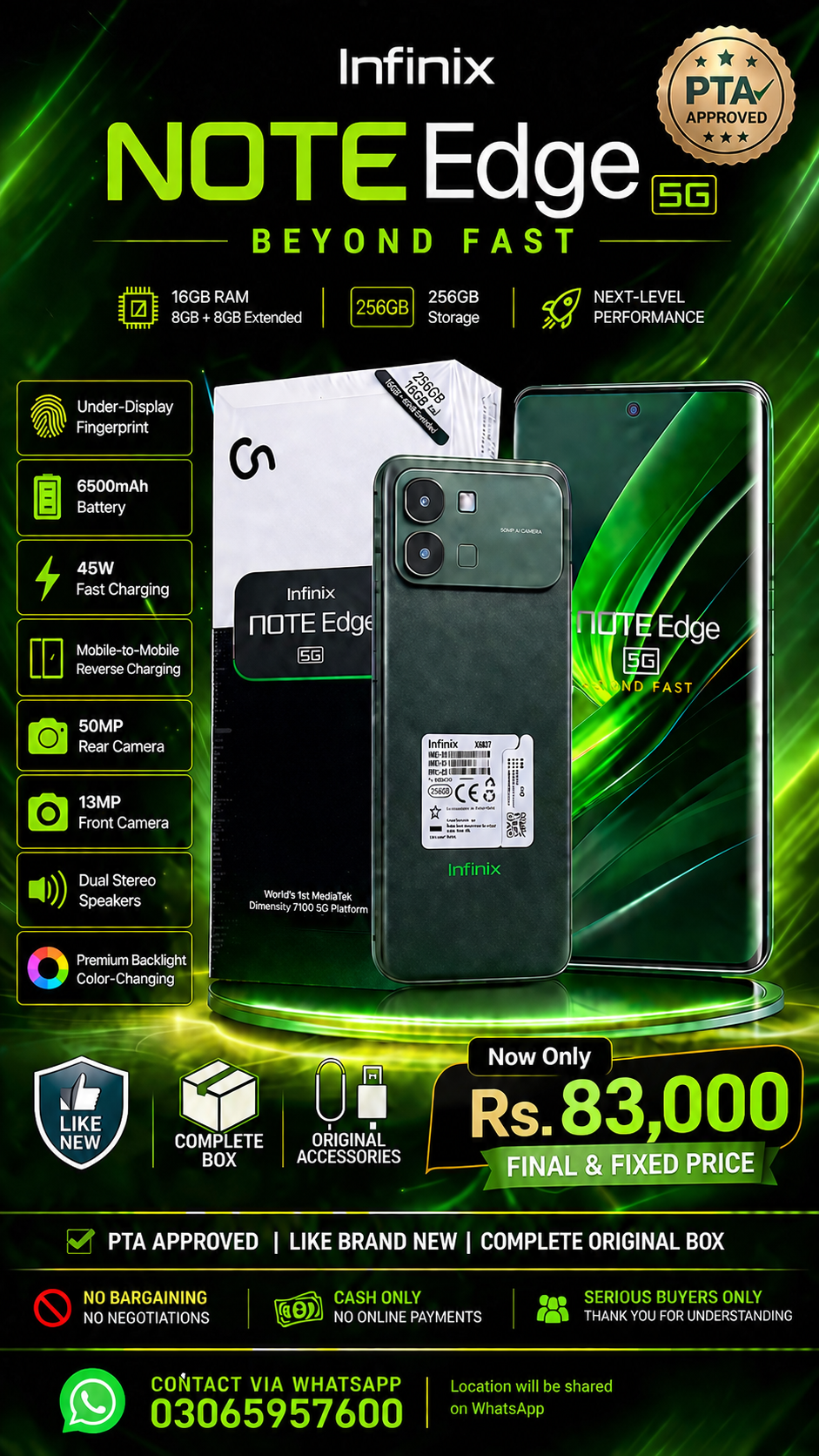 ๐ฑ Infinix Note Edge 5G PTA Approved | Like Brand New